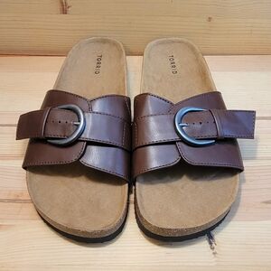 NWOT Torrid Single Buckle Slide Sandals Women's Size 12WW Brown Extra Wide